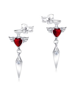 Heart Wings Silver Stud Earring STS-7174